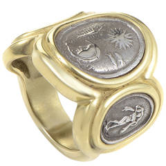 Kieselstein-Cord Stainless Steel Intaglio Yellow Gold Band Ring