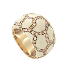 Vintage Roberto Coin White Onyx Diamond Rose Gold Dome Ring