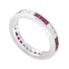 Van Cleef & Arpels Ruby Diamond Platinum Band Ring