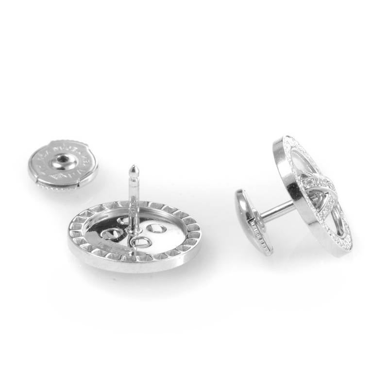 Van Cleef & Arpels Diamond White Gold Button Earrings