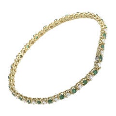 Vintage Tiffany & Co. Emerald Diamond Yellow Gold Tennis Bracelet