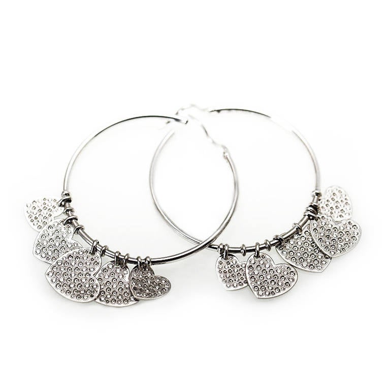 diamond heart hoop earrings