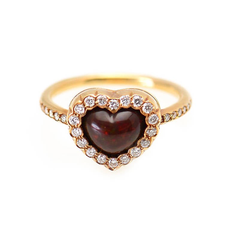 Dior Black Opal Diamond Yellow Gold Heart Ring