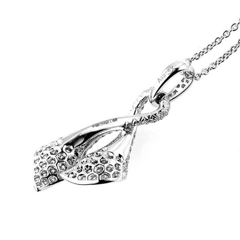 Asprey Diamond Pave White Gold Calla Lilies Pendant Necklace In New Condition In Southampton, PA