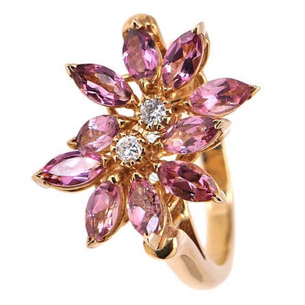 Asprey Yellow Gold Diamond Tourmaline Daisy Ring At 1stdibs