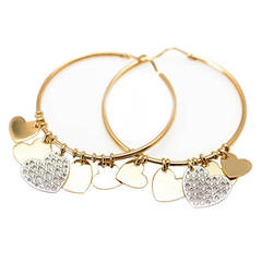 Dior Yellow And White Gold Diamond Heart Hoop Earrings