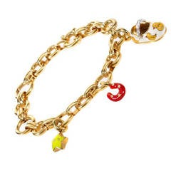Aaron Basha Diamond Yellow Gold Charm Bracelet
