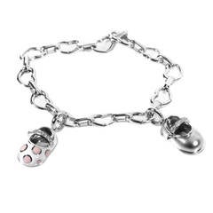 Aaron Basha Diamond White Gold Baby Shoe Charm Bracelet