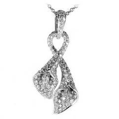 Asprey Diamond Pave White Gold Calla Lilies Pendant Necklace