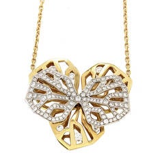 Cartier Caresse d'Orchidees Diamond Gold Pendant Necklace 5
