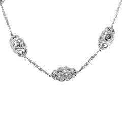 Doris Panos Diamond White Gold Openwork Oval Necklace