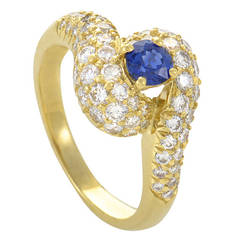 Kurt Wayne Sapphire Diamond Yellow Gold Pave Ring