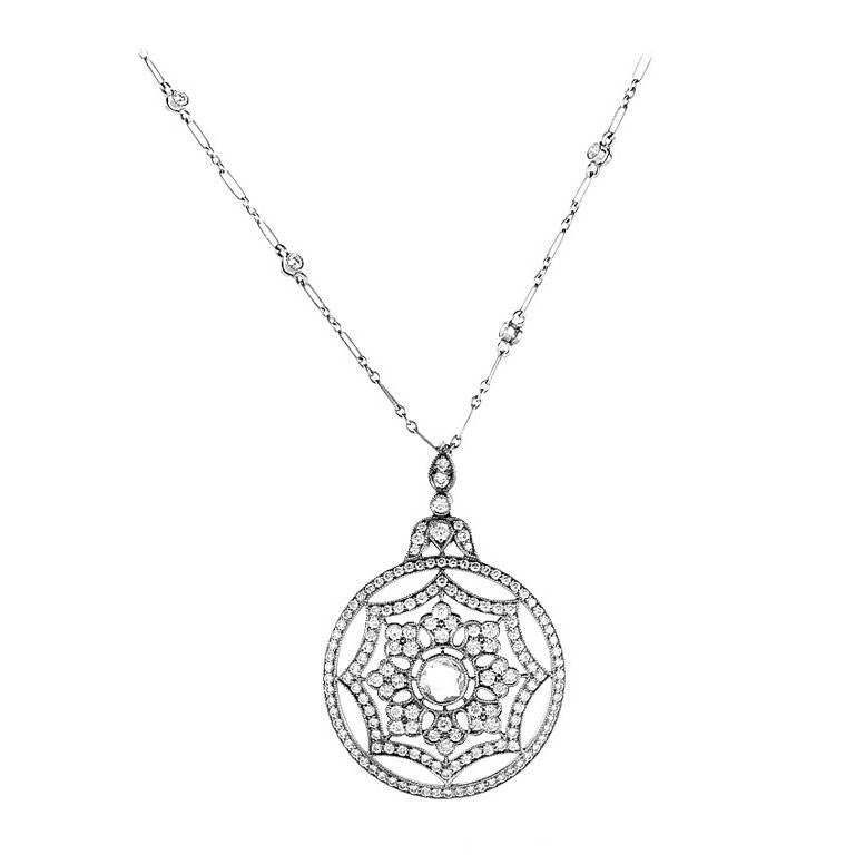 Kwiat Diamond White Gold Pendant Necklace