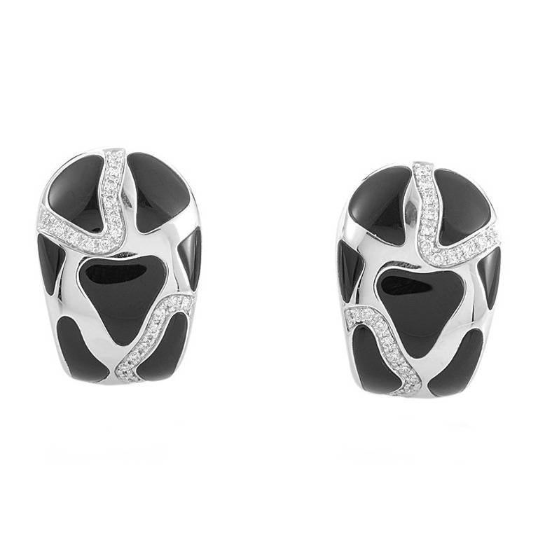 Roberto Coin Onyx Diamond Multi-Gold Panda Huggie Earrings