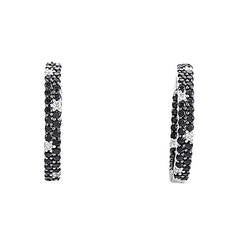 Roberto Coin Fantasia Black Sapphire Diamond White Gold Hoop Earrings
