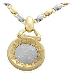 Bulgari Yellow and White Gold Zodiac Libra Pendant Necklace