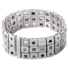 Versace Maia Three-Row Onyx Sapphire White Gold Bracelet