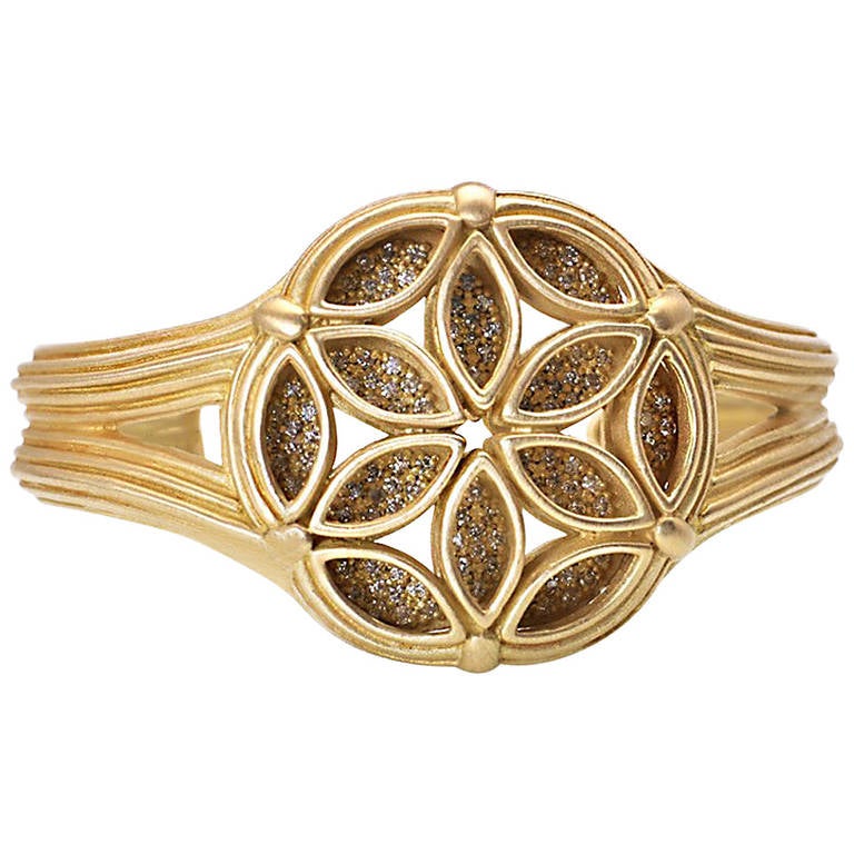 Slane & Slane Diamond Gold Fenestra Cuff Bracelet