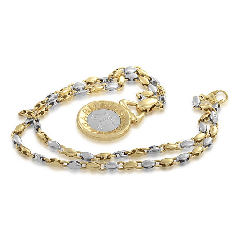 The perfect accessory for the lady born in October, this Zodiac inspired pendant necklace from Bulgari is without comparison. The necklace is made of 18K yellow and white gold and features a pendant that boasts the Libra scales motif.
Approximate