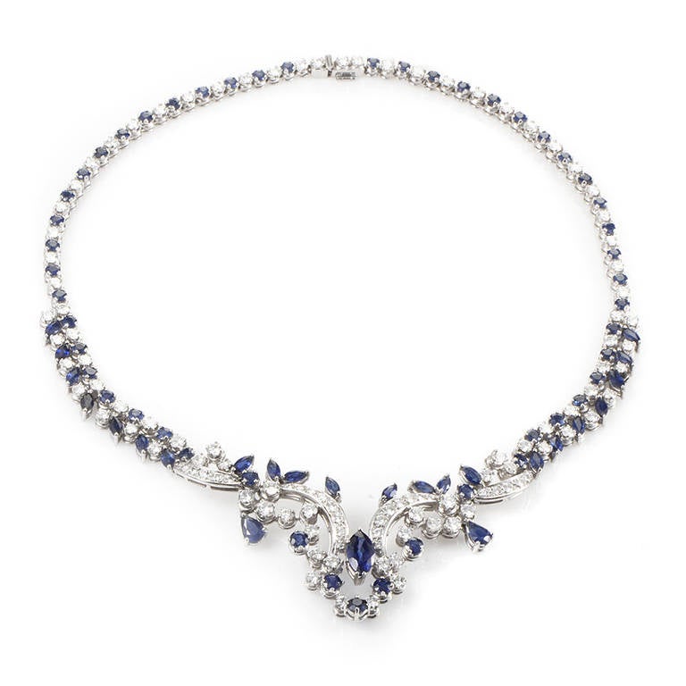 Sapphire Diamond White Gold Jewelry Set 3