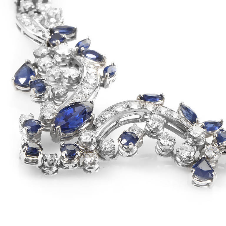Sapphire Diamond White Gold Jewelry Set 4