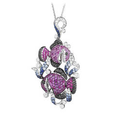 Maggioro Collier duo de poissons en or blanc
