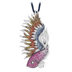 Maggioro Multicolor Sapphire Diamond White Gold Peacock Fish Pendant Necklace