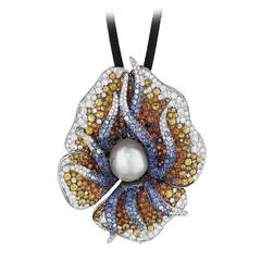 Maggioro Multi-Gem Gold Fire Flower Pendant Necklace 9