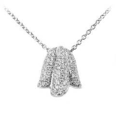 Piaget Diamond Pave White Gold Tulip Pendant Necklace
