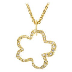 Robert Lee Morris Diamond Gold Flower Pendant Necklace 5