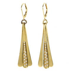 Robert Lee Morris Diamond Yellow Gold Drop Earrings