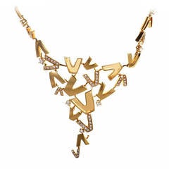 Versace V-Divine Diamond Gold Necklace