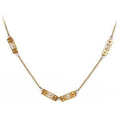 Versace Fedra Pearl Yellow Gold Cube Necklace