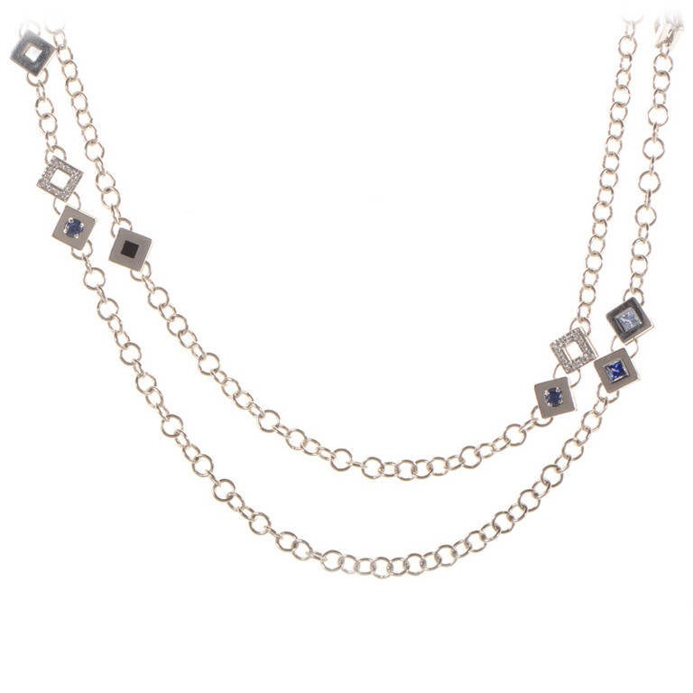 Versace Diamond and Gemstone White Gold Necklace
