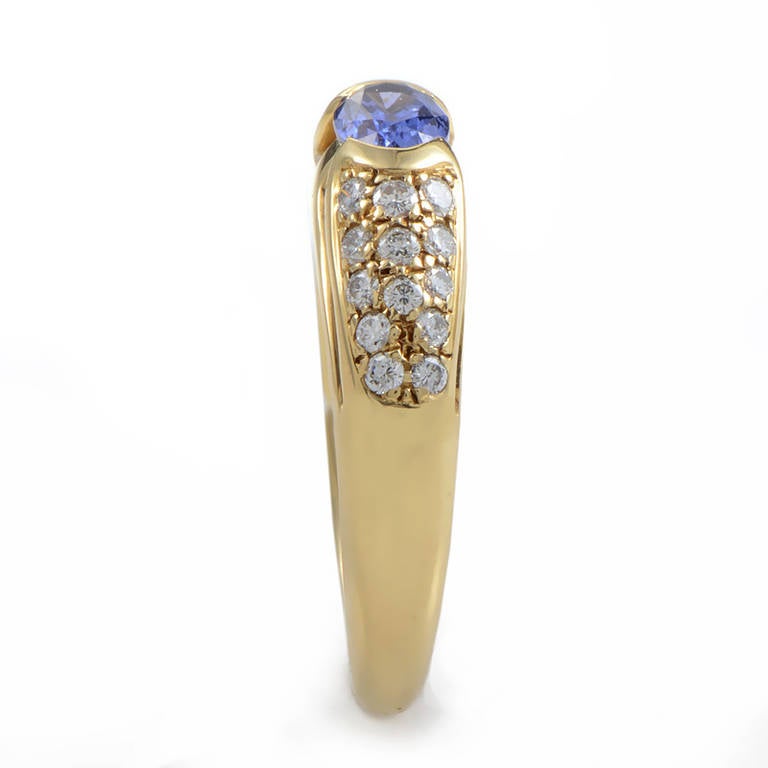 Bulgari Sapphire Diamond Yellow Gold Ring In Excellent Condition In Southampton, PA