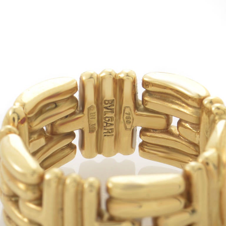 Women's Bulgari Pink Tourmaline Yellow Gold Band Ring