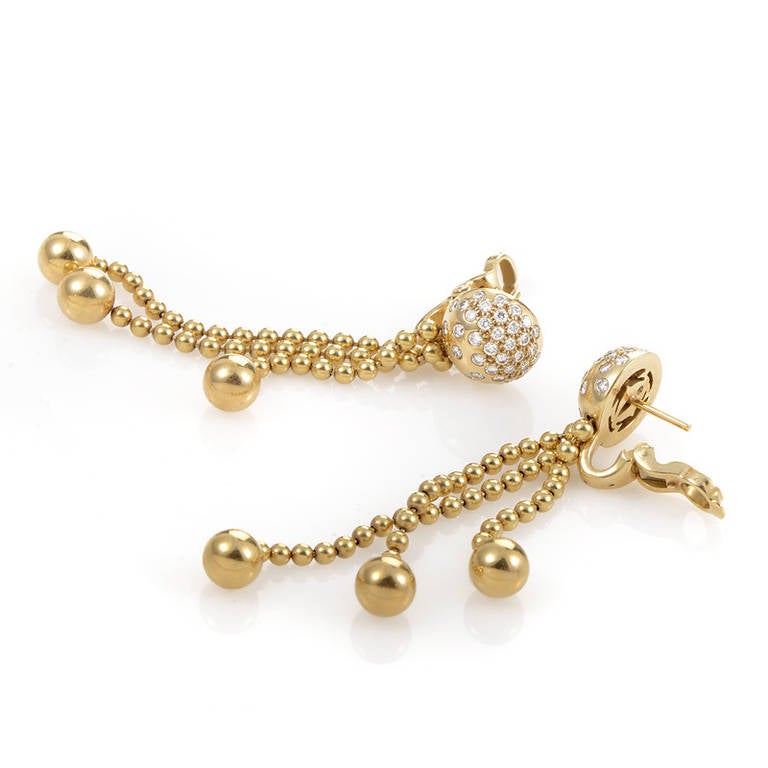 Cartier Diamond Pave Gold Drop Earrings