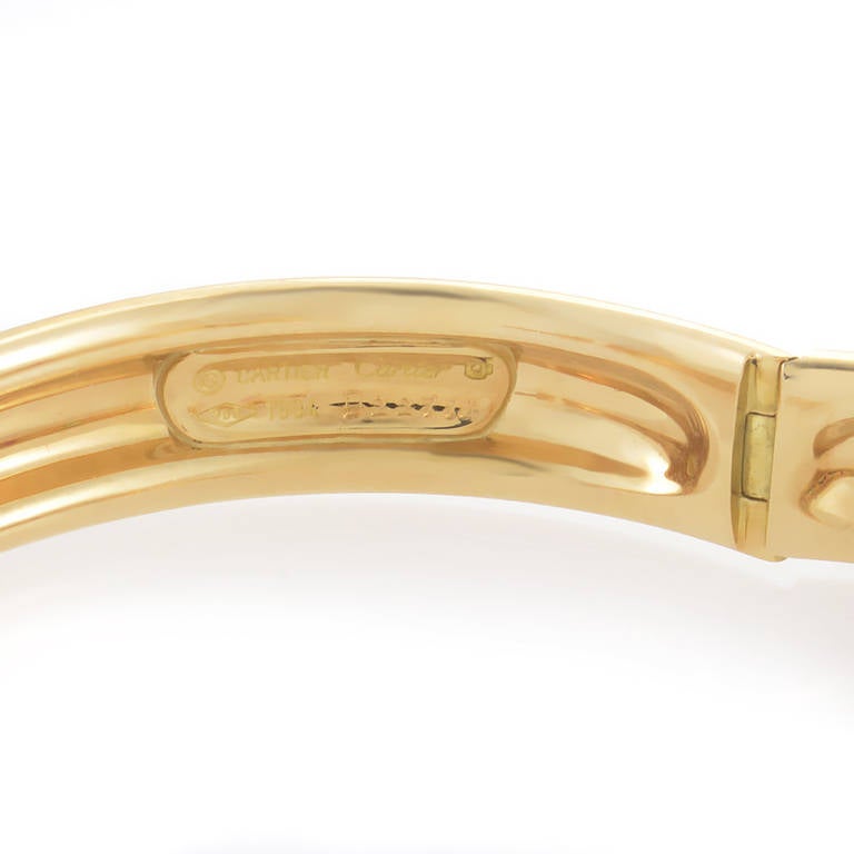 Cartier Precious Gemstone Yellow Gold Bangle Bracelet In Excellent Condition In Southampton, PA