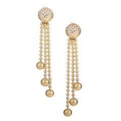 Cartier Diamond Pave Gold Drop Earrings