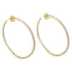 David Yurman Diamond Pave Yellow Gold Hoop Earrings