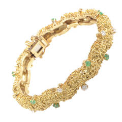 Retro Emerald Diamond Gold Bracelet