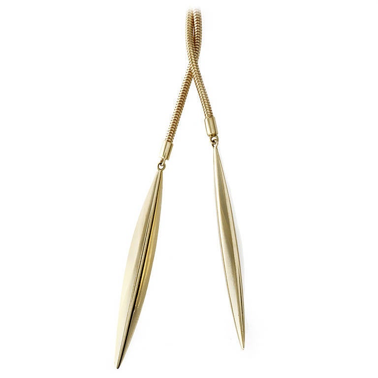 Tiffany & Co. Yellow Gold Feather Lariat Snake Chain Necklace