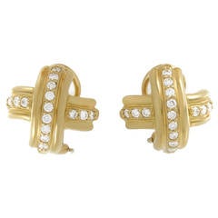 Tiffany & Co. Yellow Gold Signature X Diamond Earrings