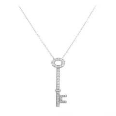 Tiffany & Co. Diamond Platinum Key Pendant Necklace