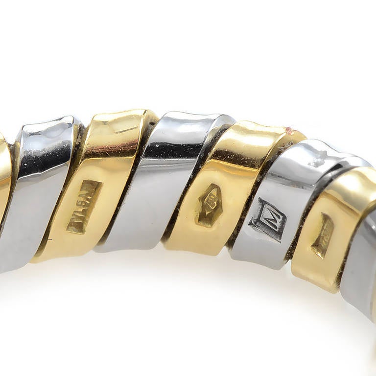 Women's Bulgari Tubogas Steel Gemstone Yellow Gold Ring