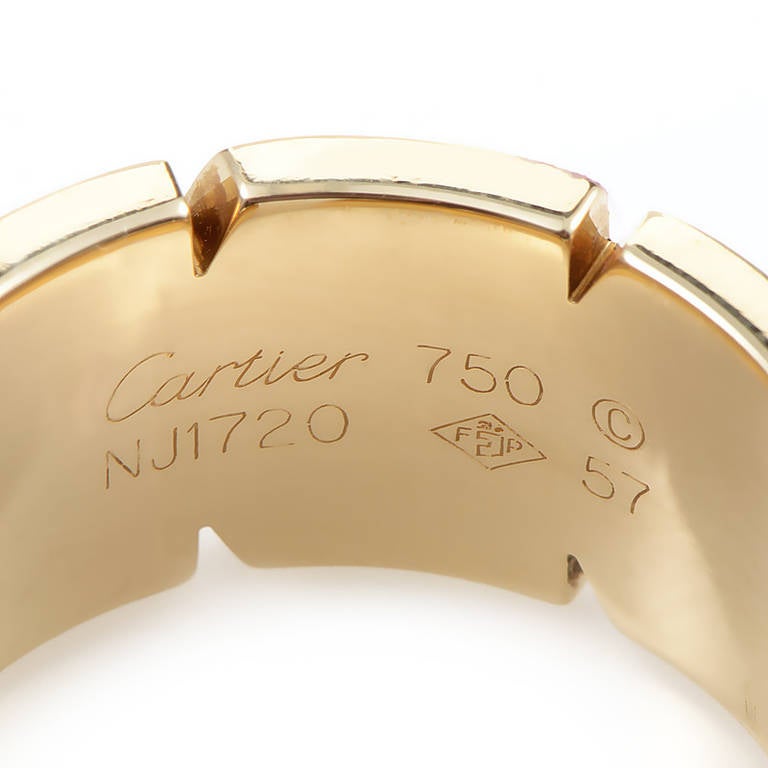 Cartier Tank Francaise Diamond Yellow Gold Band Ring In Excellent Condition In Southampton, PA