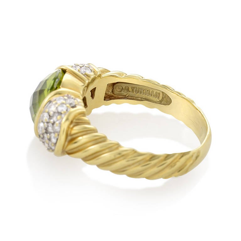 Women's David Yurman Cable Classic Peridot Yellow Gold Diamond and Ring