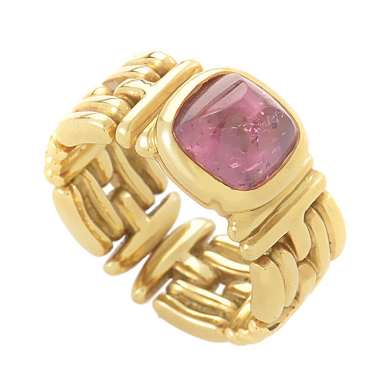 Bulgari Pink Tourmaline Yellow Gold Band Ring