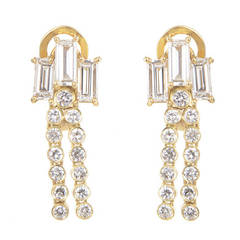 Cartier Cascading Diamond Yellow Gold Clip-On Earrings