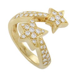 Chanel Comete Diamond Yellow Gold Pave Ring